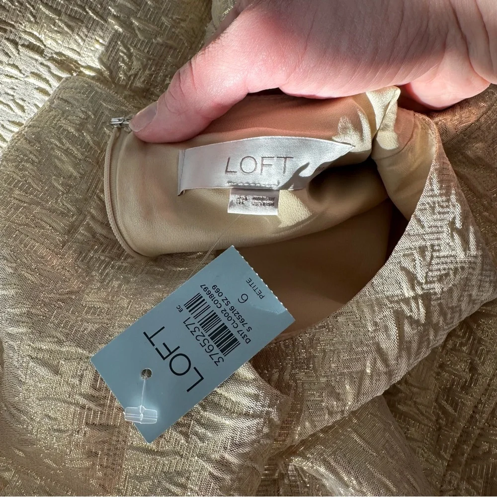 LOFT Metallic Brocade Short Sleeve Mini Dress - Picture 5 of 5